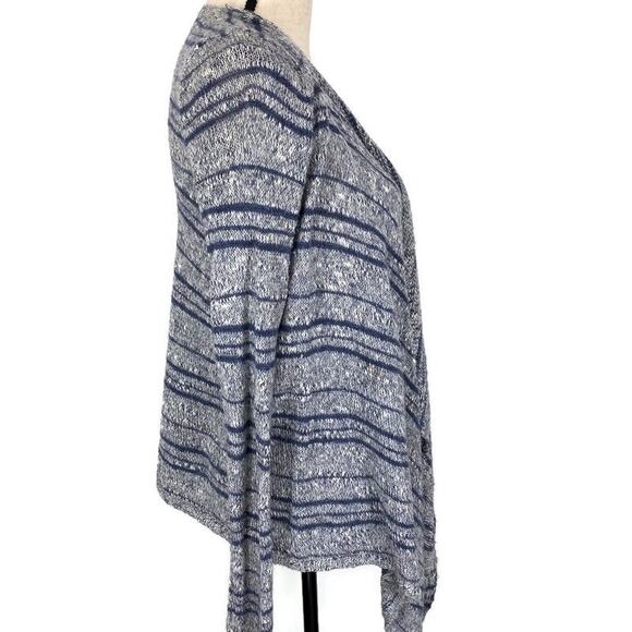 Hollister Striped Waterfall Cardigan Open Knit Lightweight Denim Blue Sz XS / S - Picture 5 of 11